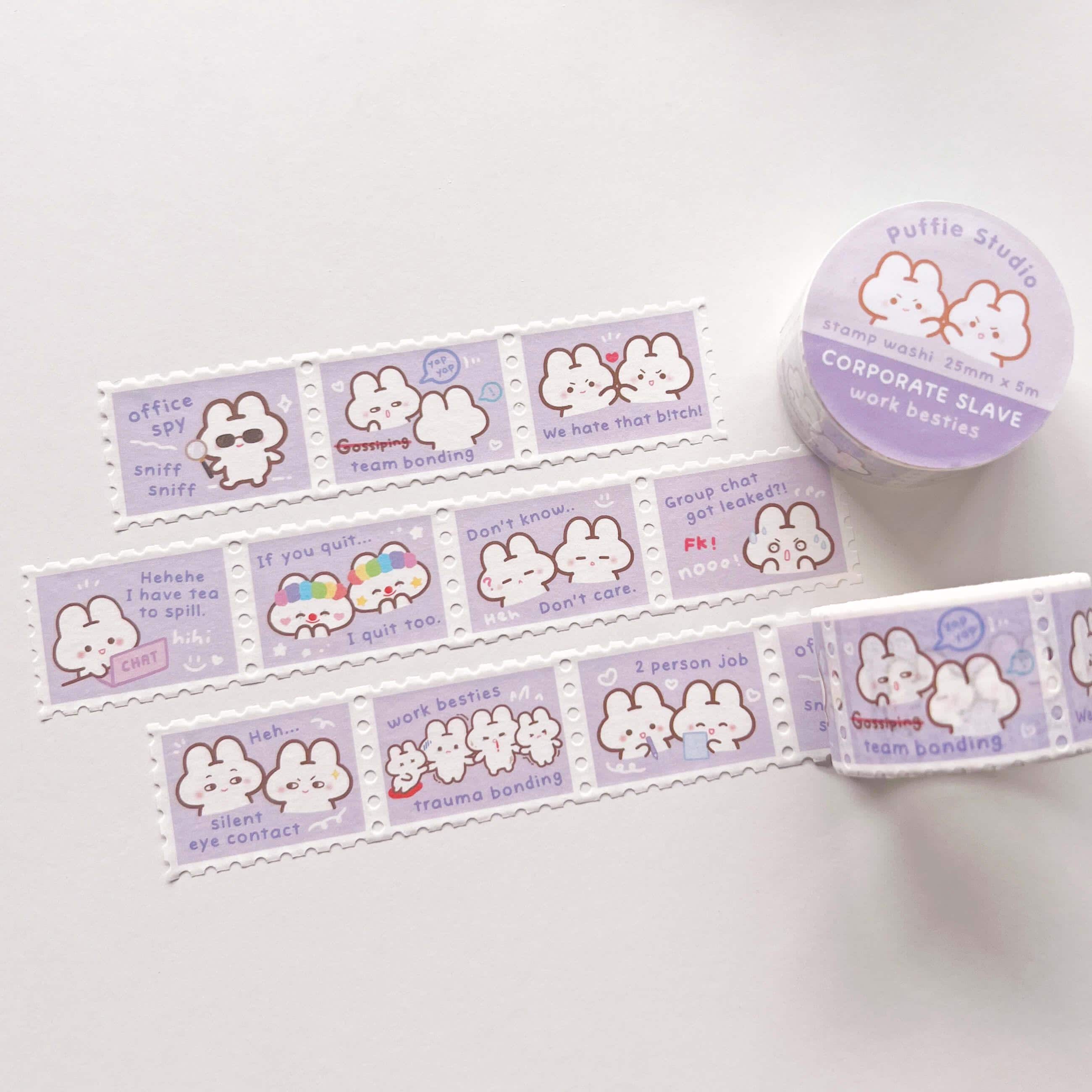 Corporate Slave [Work Besties] Stamp Washi Tape