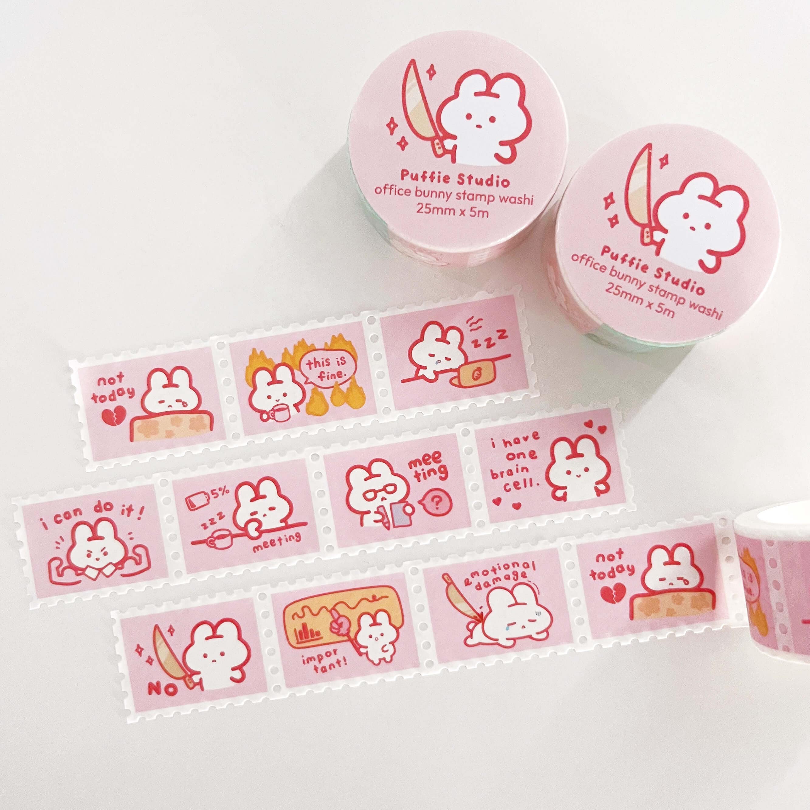 Office Puffie (Pink) Stamp Washi Tape