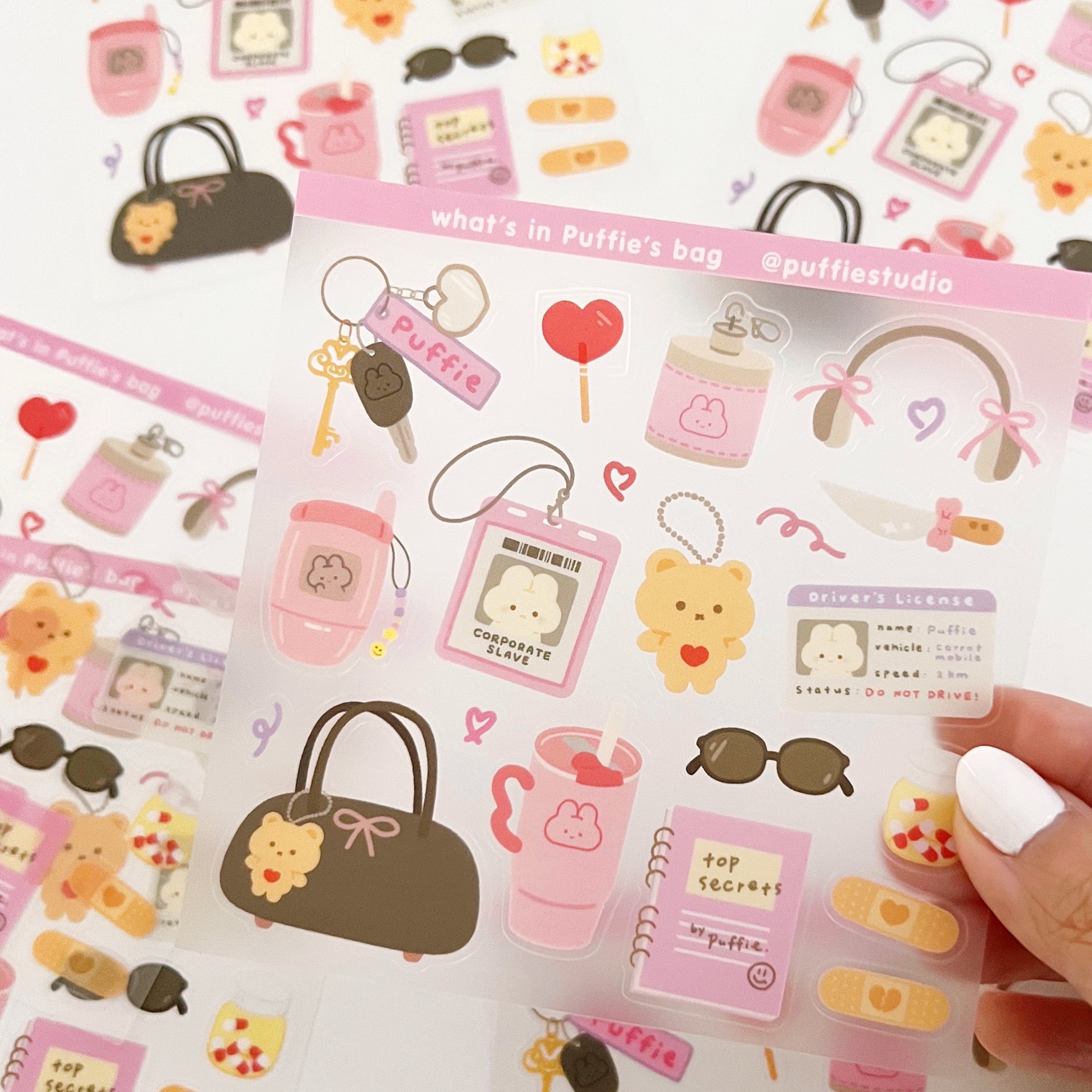 What's in My Bag Clear Sticker Sheet