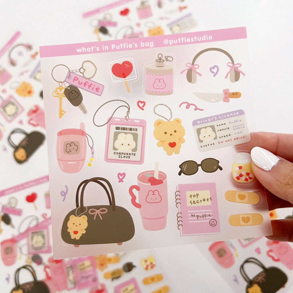 What's in My Bag Clear Sticker Sheet