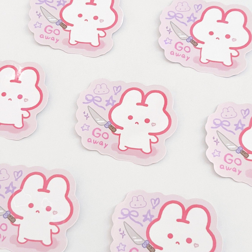 Go Away Knife Puffie Sticker