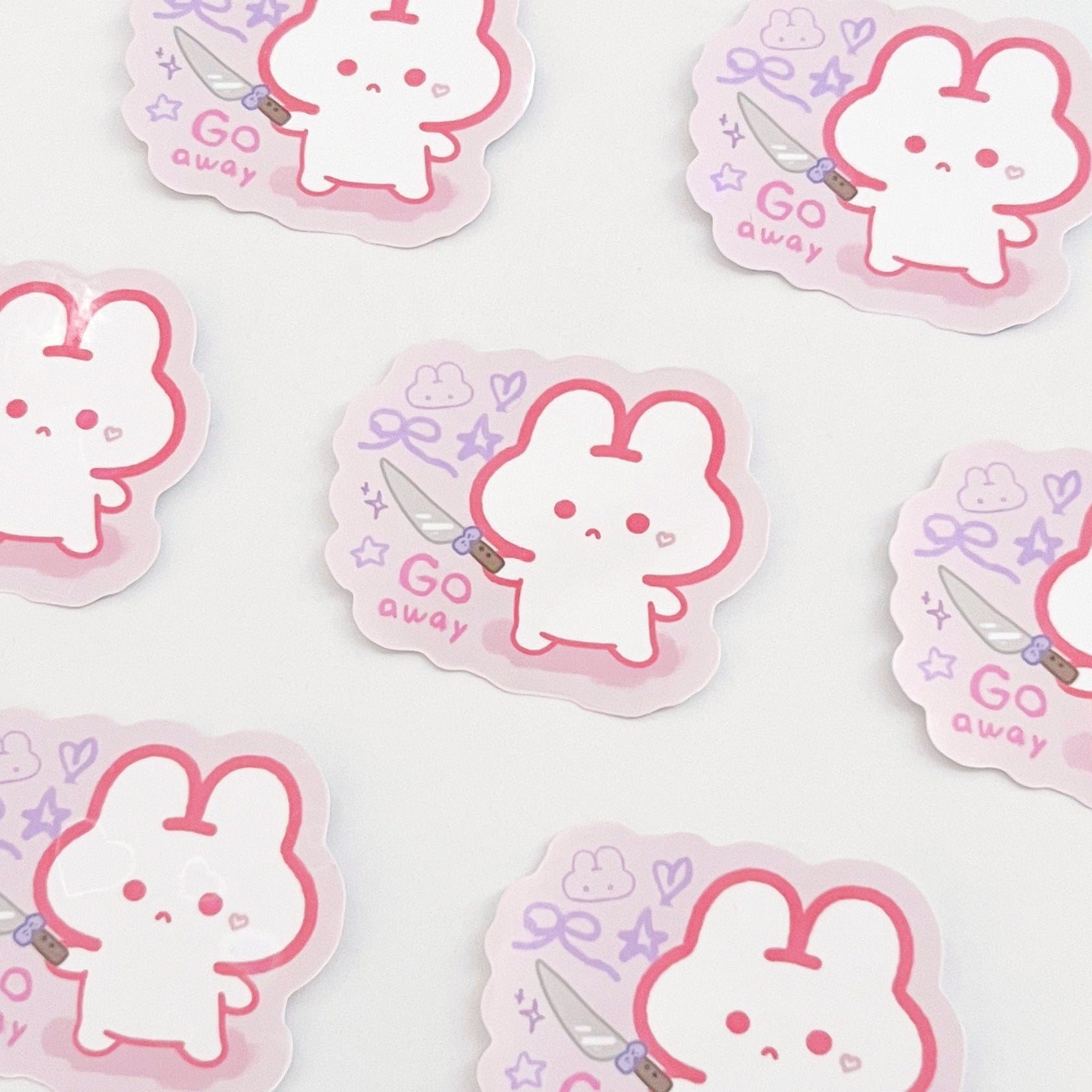 Go Away Knife Puffie Sticker