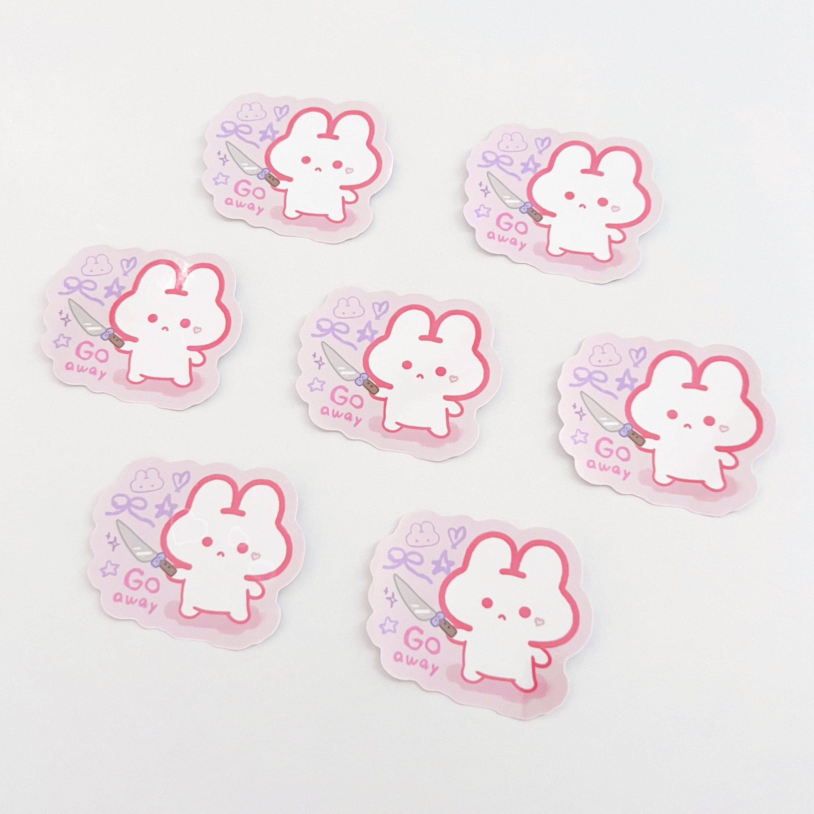 Go Away Knife Puffie Sticker