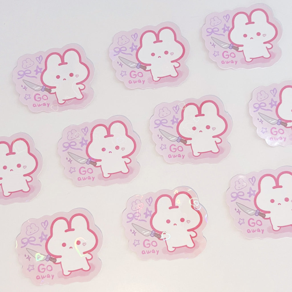 Go Away Knife Puffie Sticker