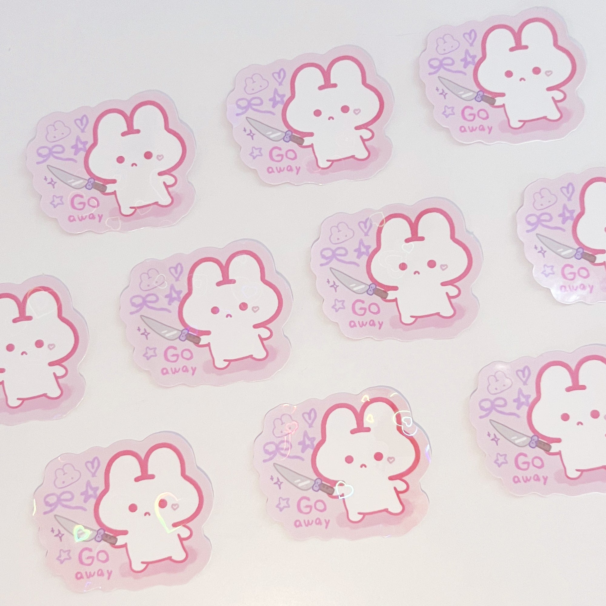 Go Away Knife Puffie Sticker