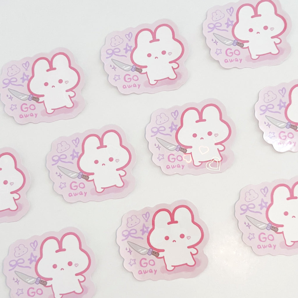 Go Away Knife Puffie Sticker