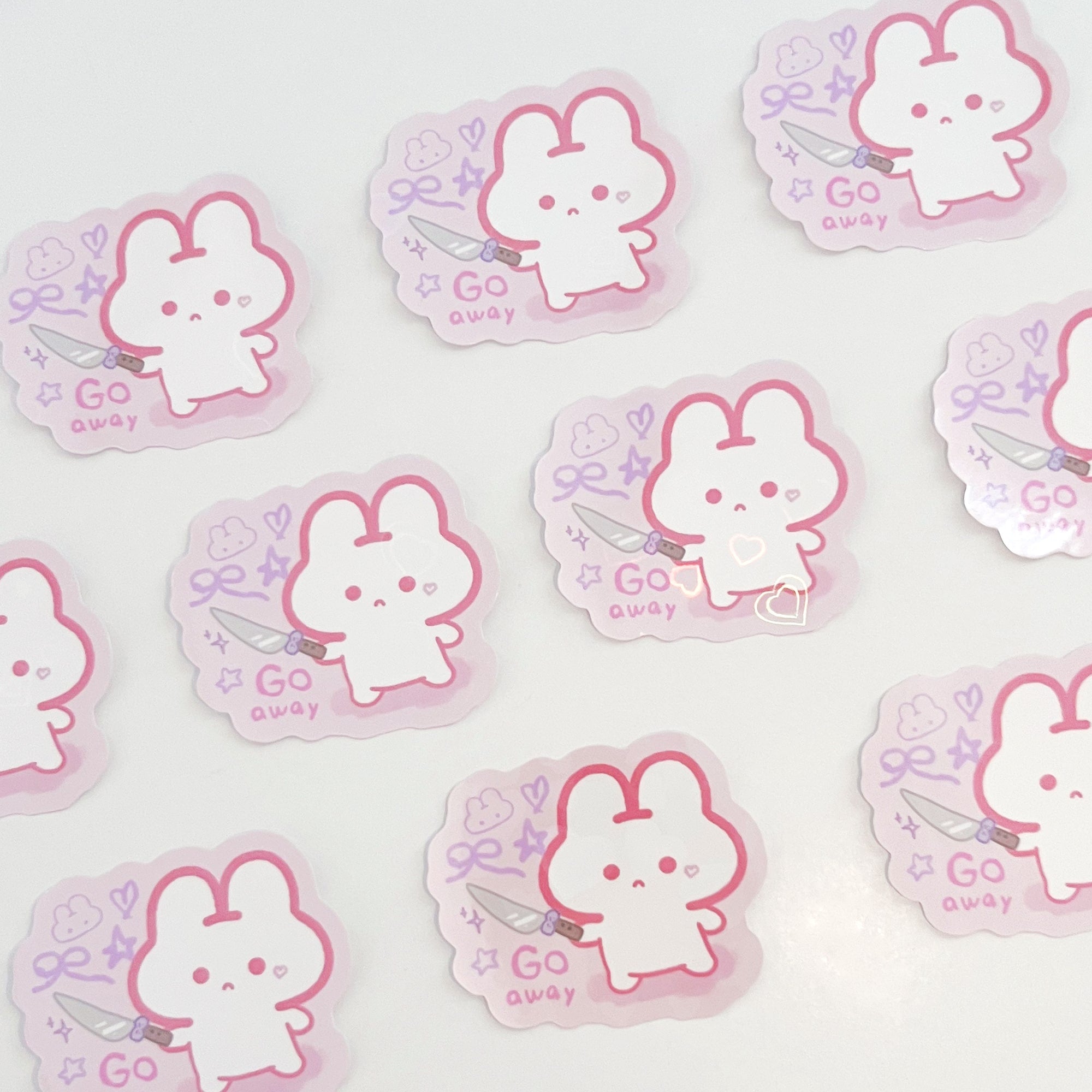 Go Away Knife Puffie Sticker