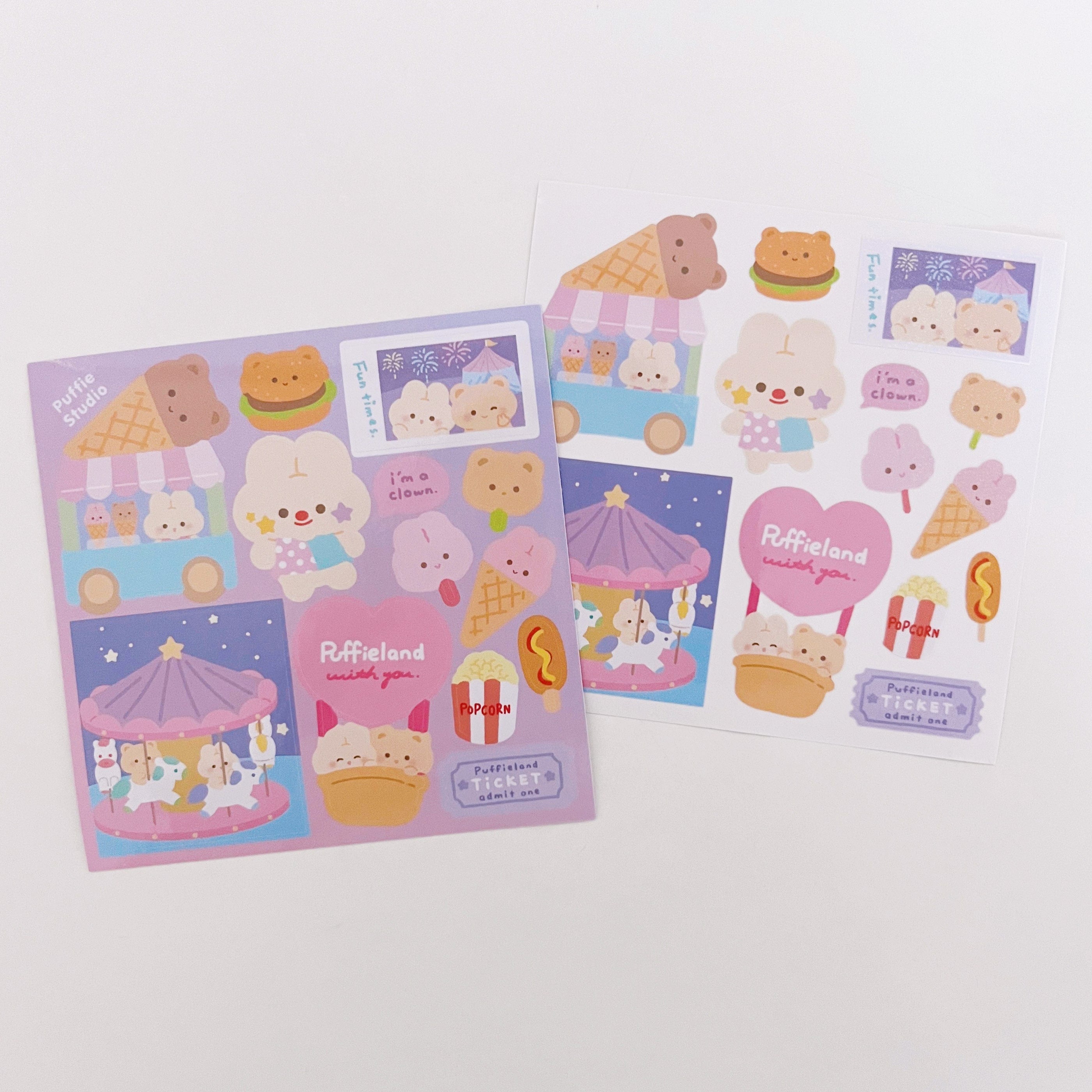 Puffieland Theme Park Sticker Sheet