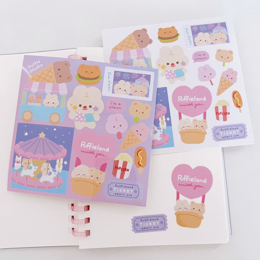 Puffieland Theme Park Sticker Sheet