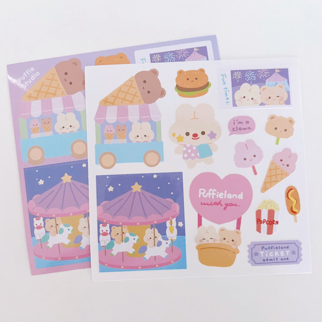 Puffieland Theme Park Sticker Sheet