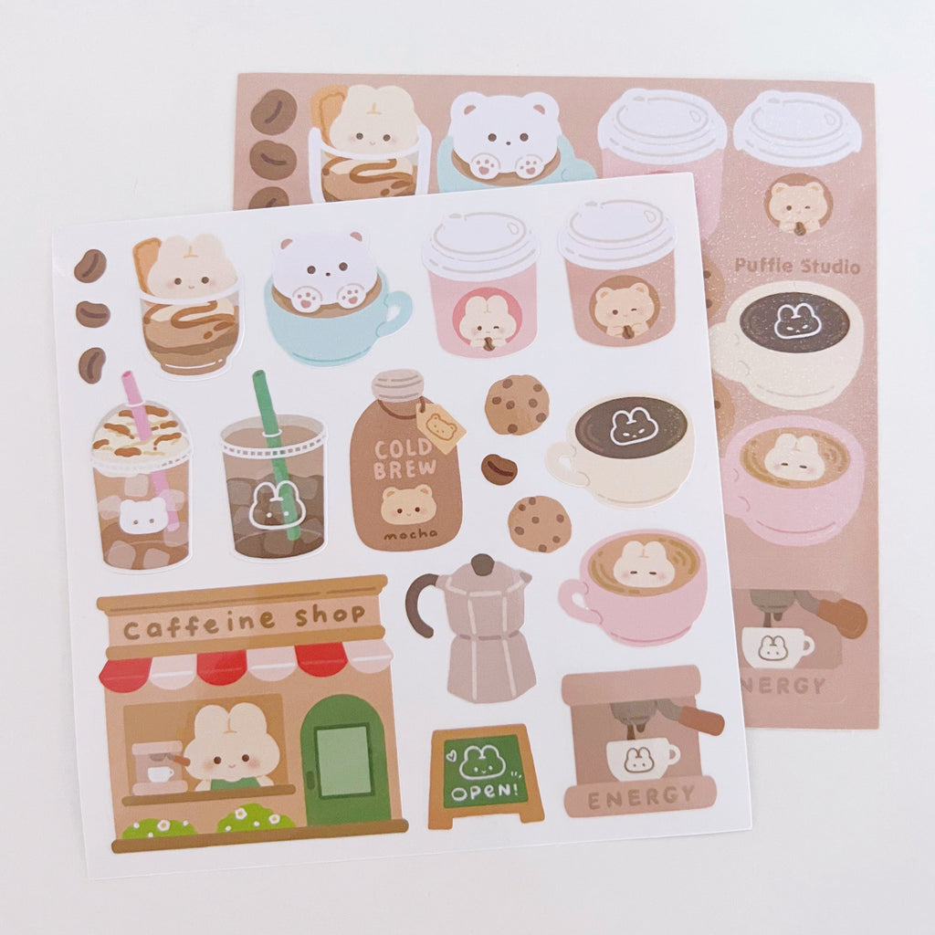 Puffie's Coffee Shop Sticker Sheet