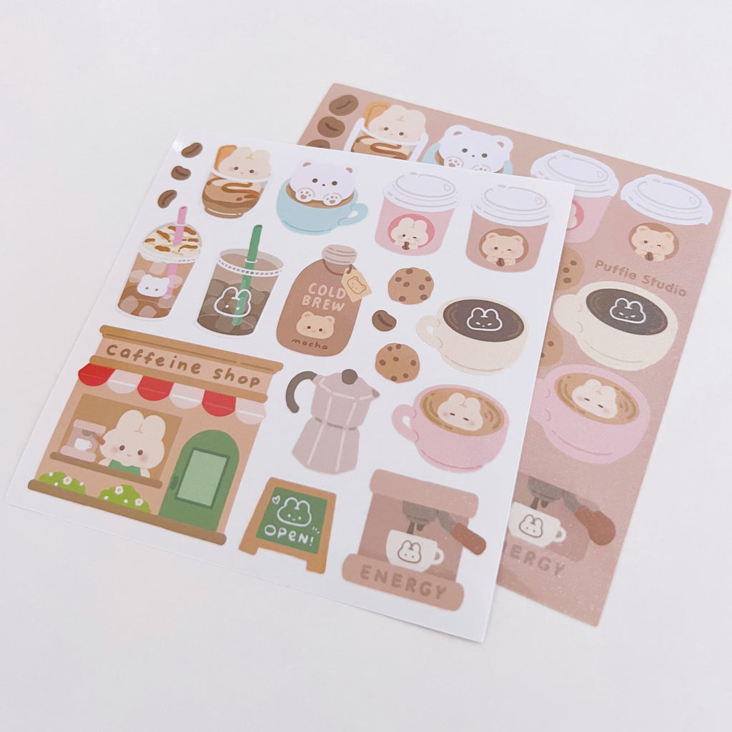 Puffie's Coffee Shop Sticker Sheet