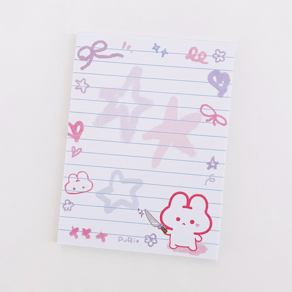 Knife Puffie Doodle Memo Pad
