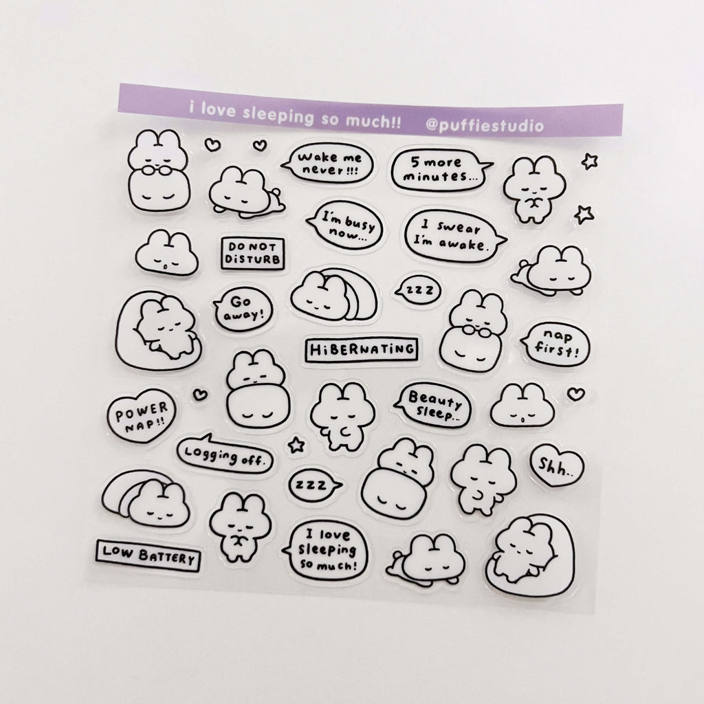 "I love sleeping so much!" Clear Sticker Sheet