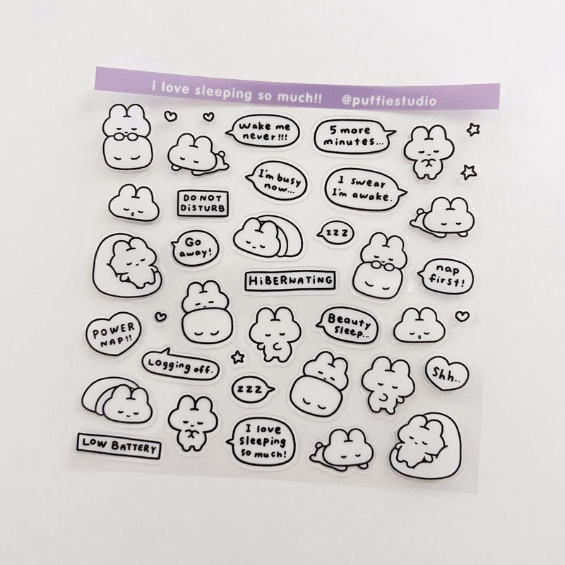 "I love sleeping so much!" Clear Sticker Sheet