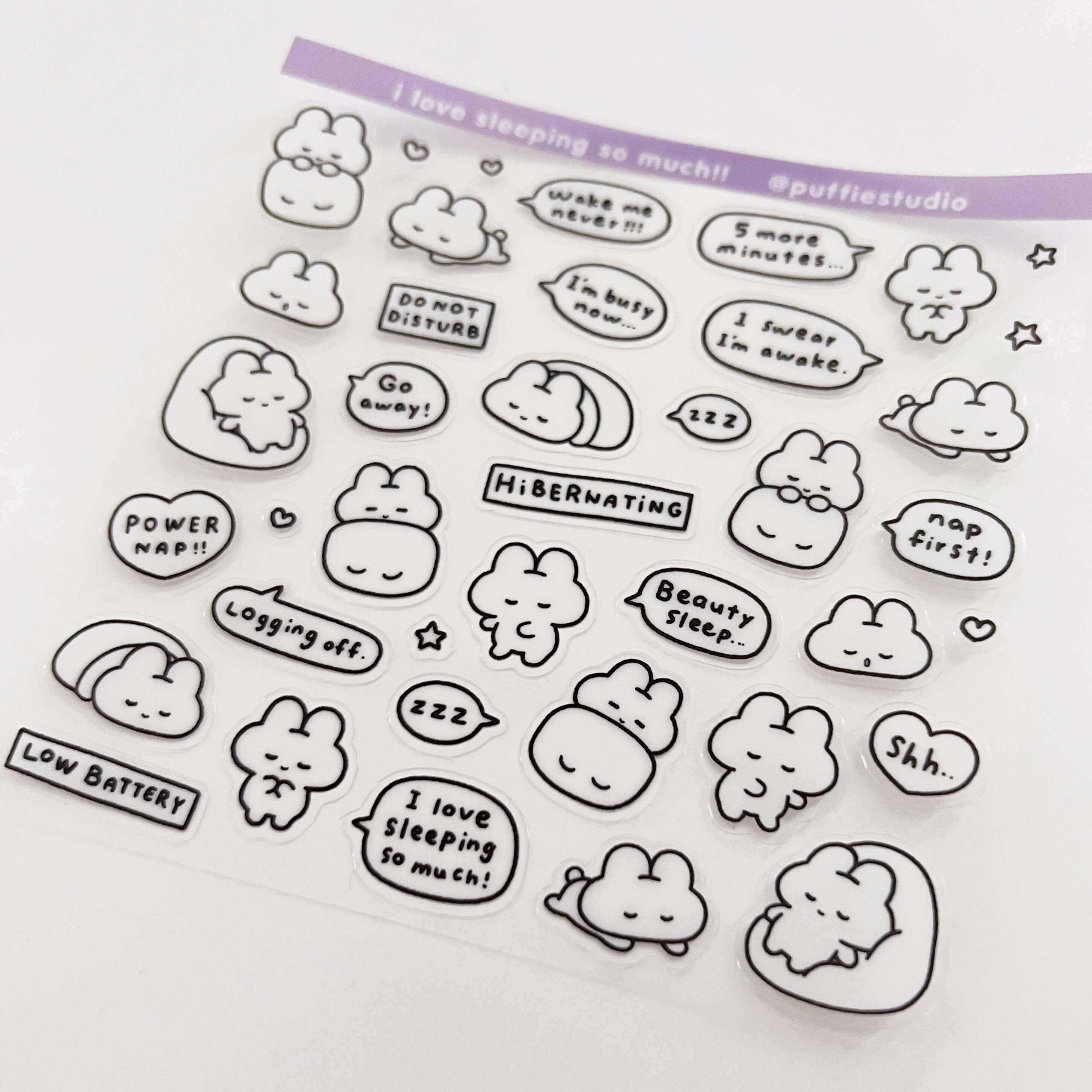 "I love sleeping so much!" Clear Sticker Sheet
