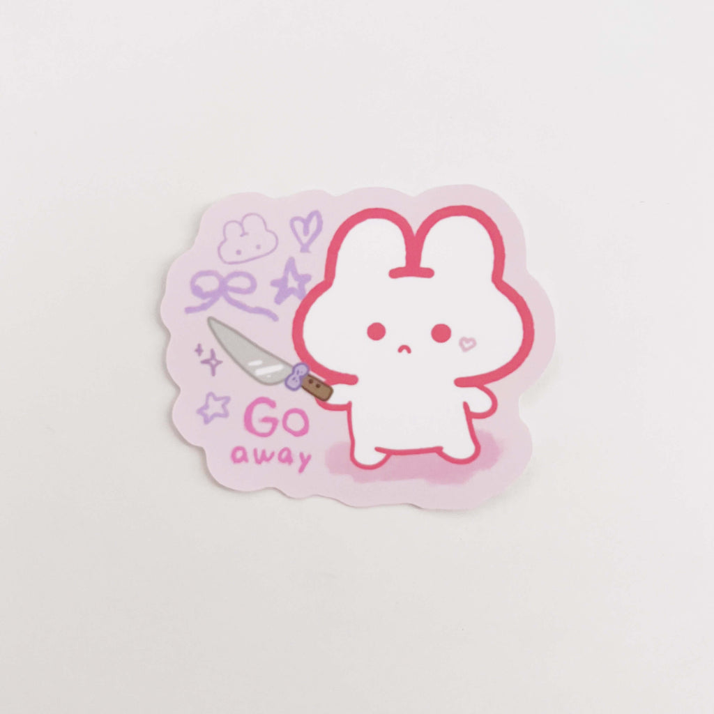 Go Away Knife Puffie Sticker