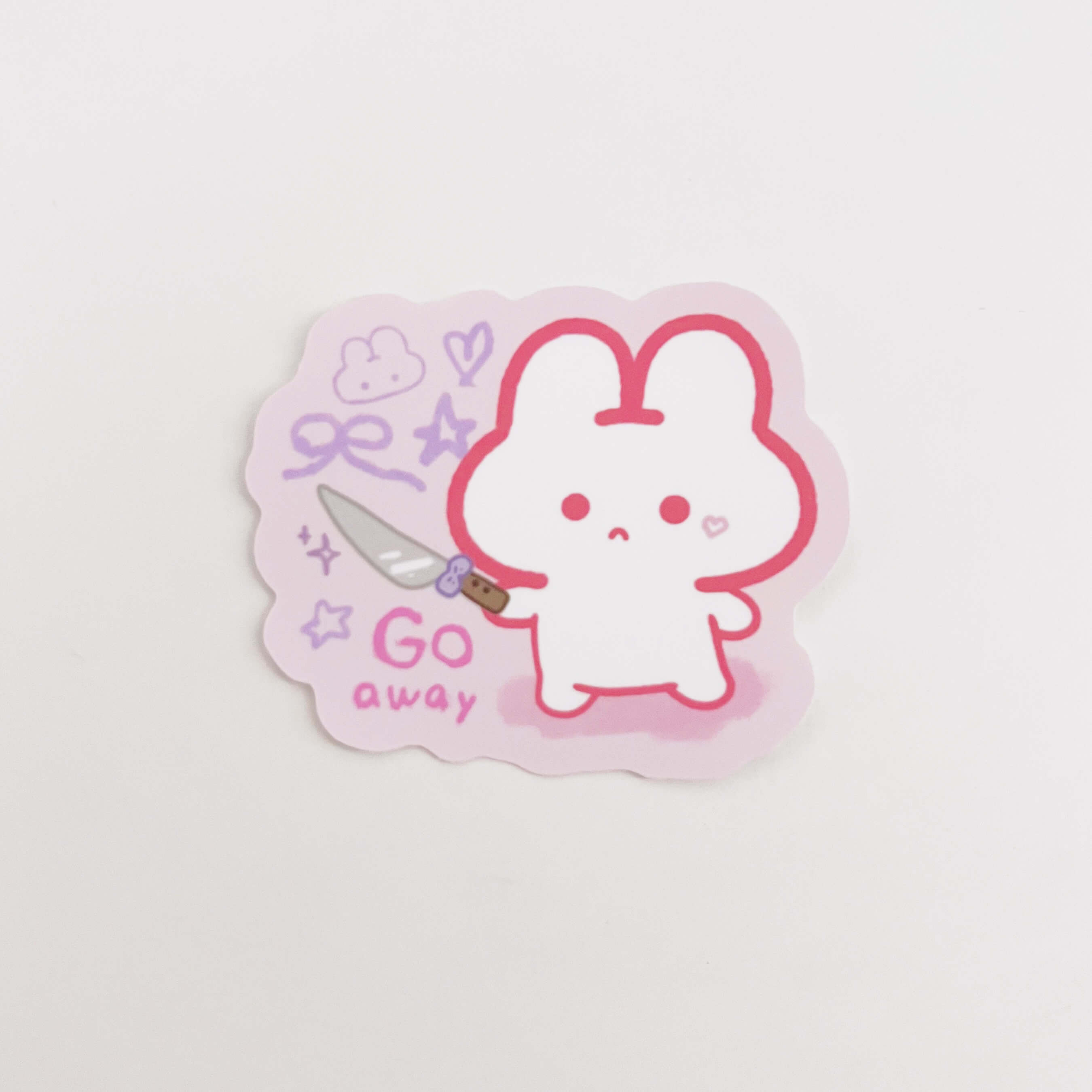 Go Away Knife Puffie Sticker