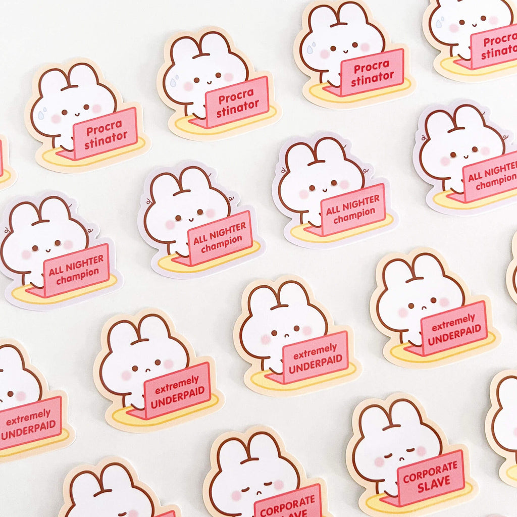 Corporate Slave Office Puffie Stickers