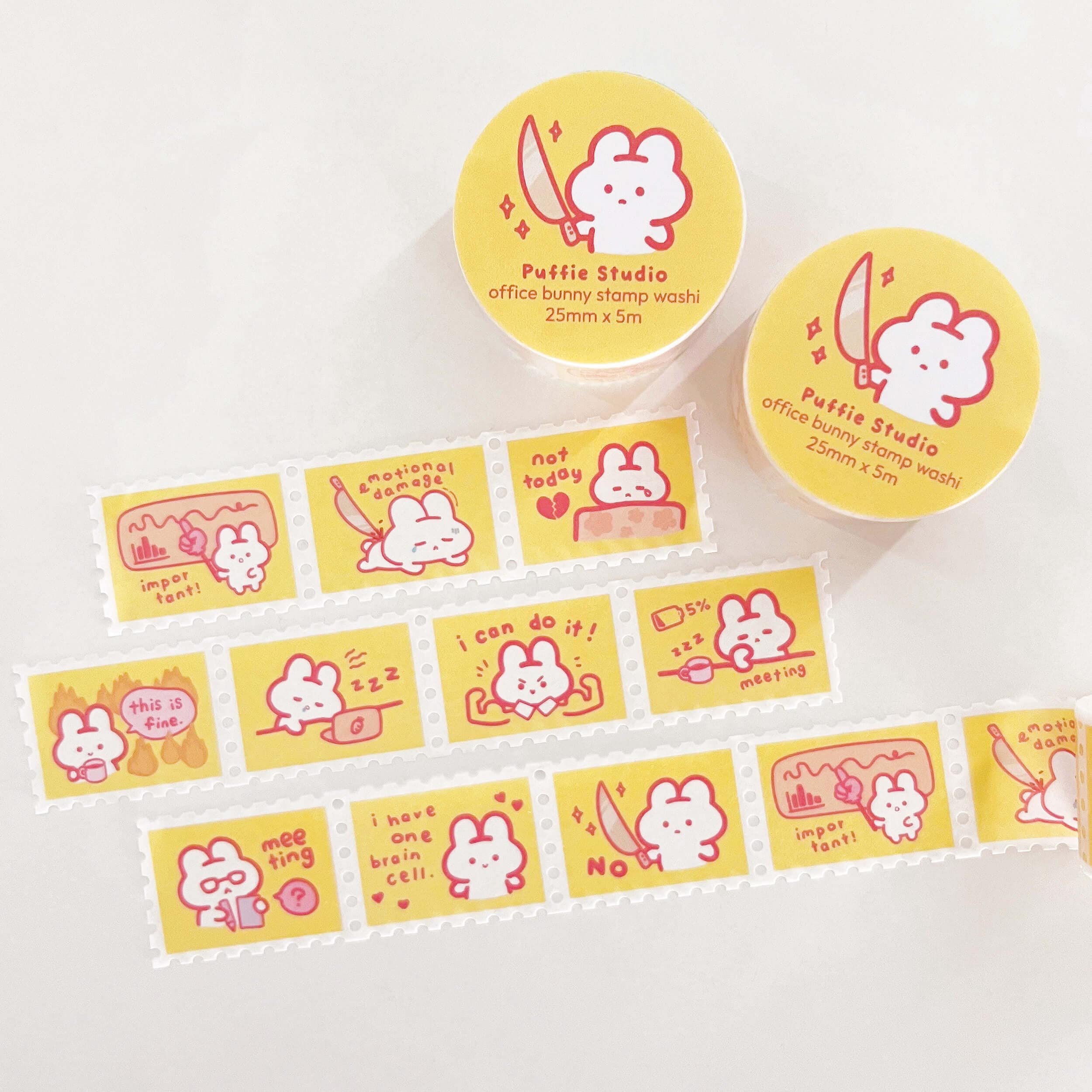 Office Puffie (Yellow) Stamp Washi Tape