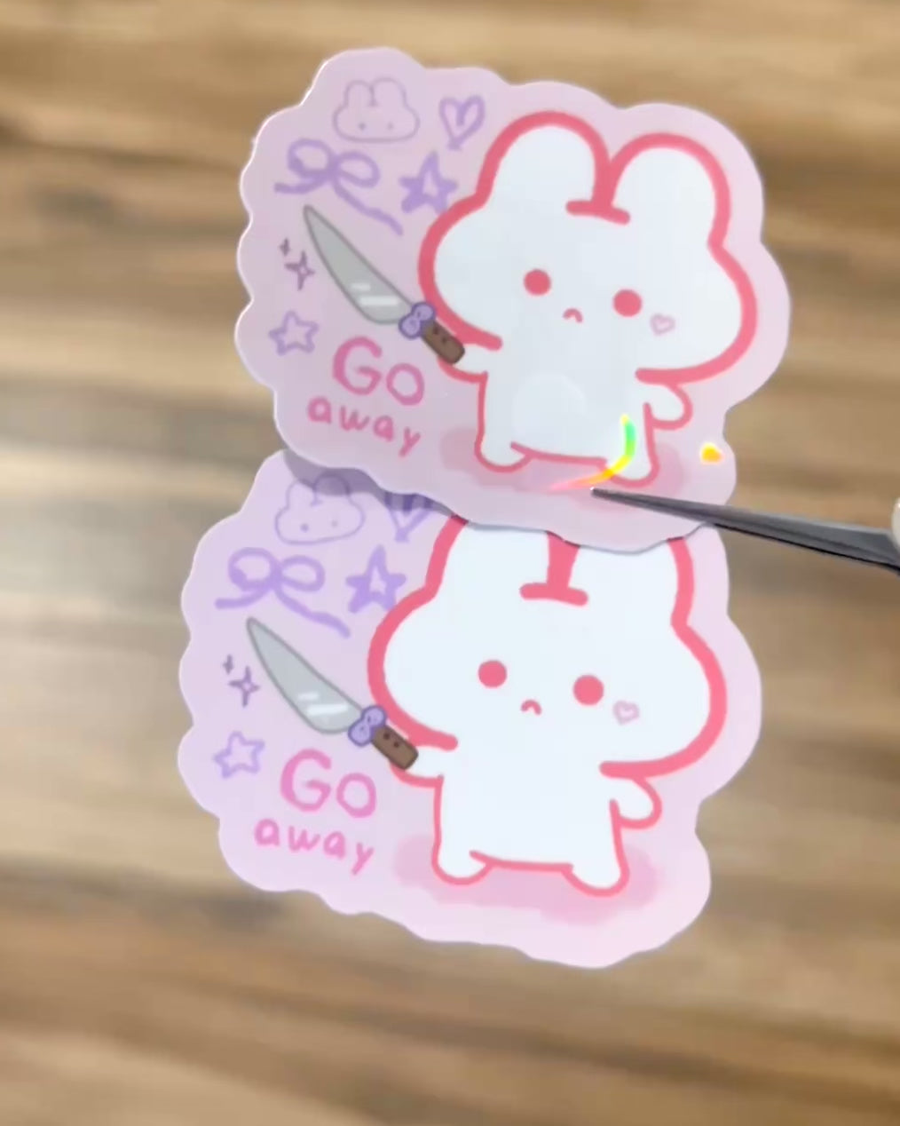 Go Away Knife Puffie Sticker